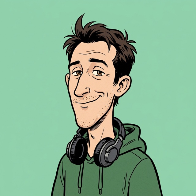 Jonas Weber, Co-founder & Lead Engineer, drawn as a comic portrait