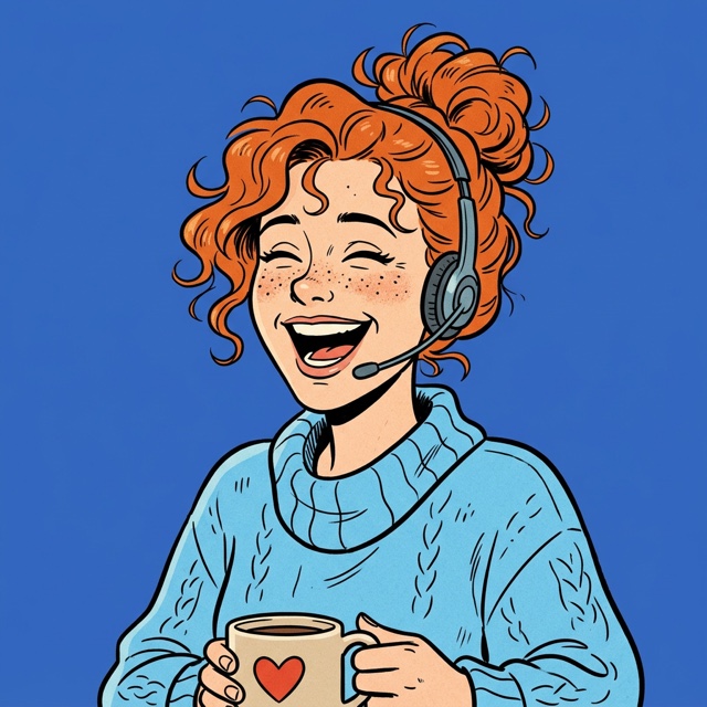 Sophie Brandt, Community & Player Support, drawn as a comic portrait